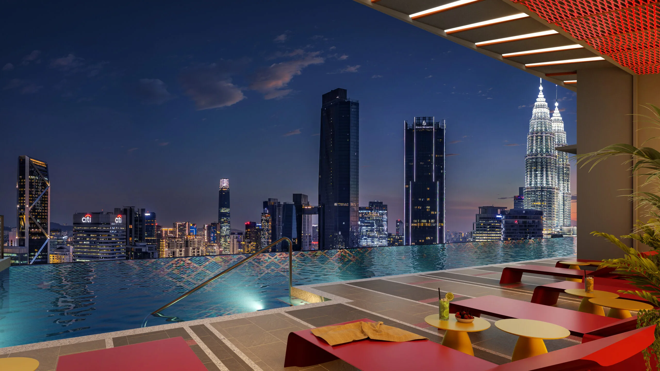 Pool deck artist impression at Phoeniz Suites @ KLCC, Kuala Lumpur