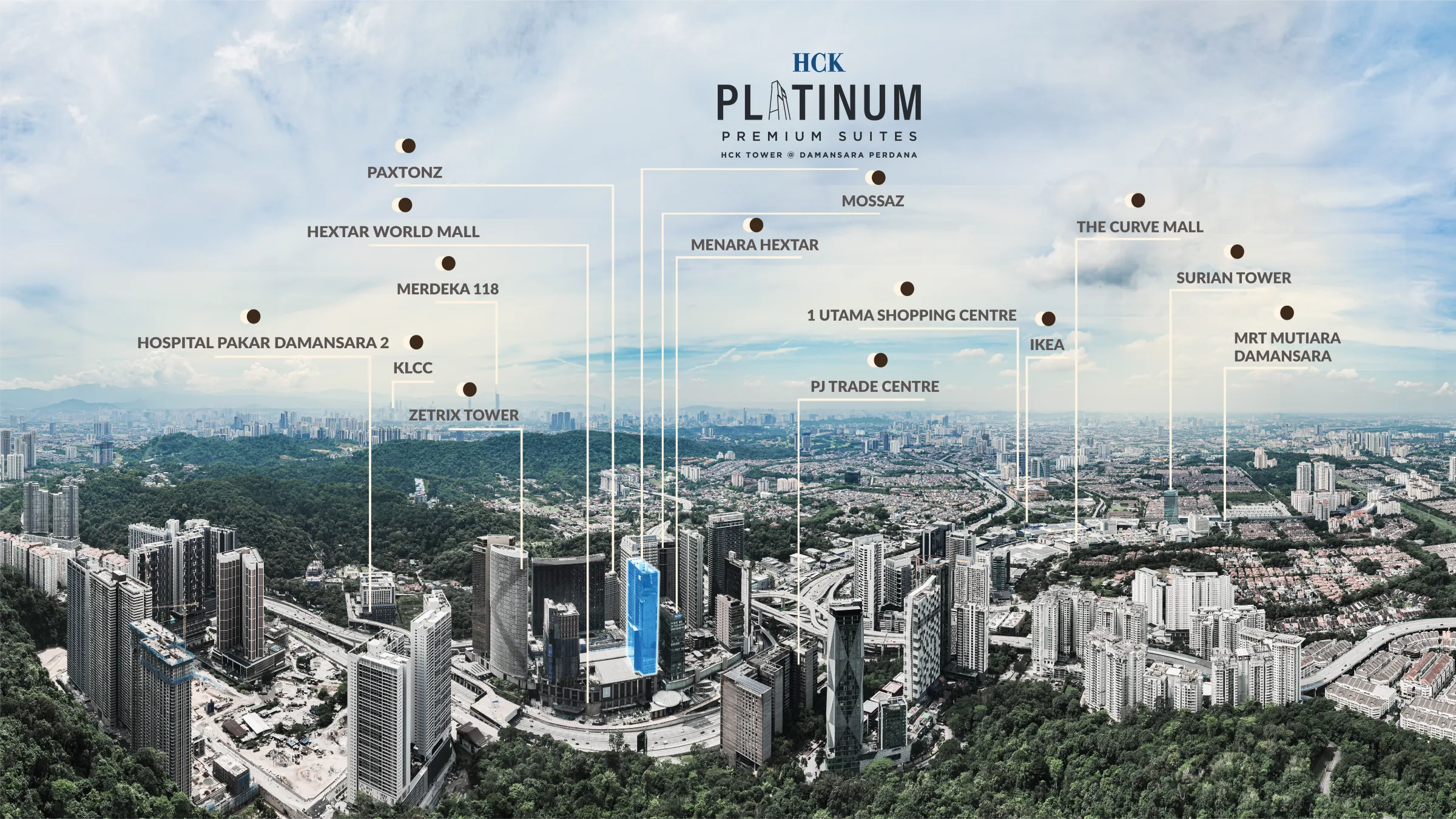 Aerial view from a second angle at Platinum Premium Suites @ HCK Tower by HCK Capital Group, Empire City, Damansara Perdana, Petaling Jaya, Selangor