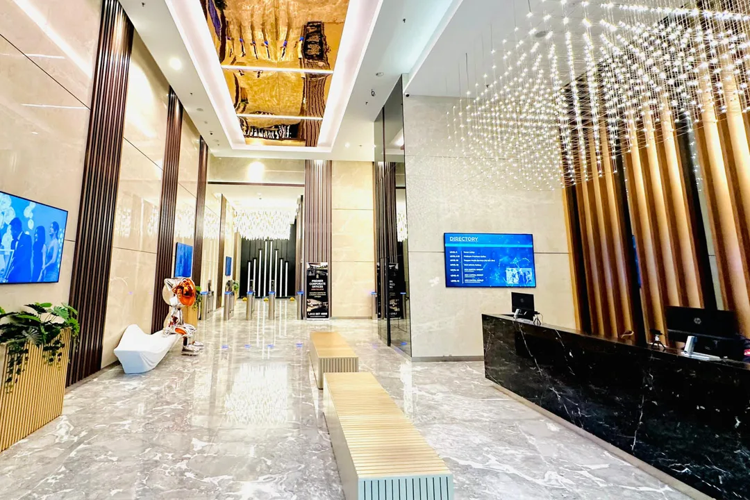Front lobby of the completed tower at Platinum Premium Suites @ HCK Tower by HCK Capital Group, Empire City, Damansara Perdana, Petaling Jaya, Selangor