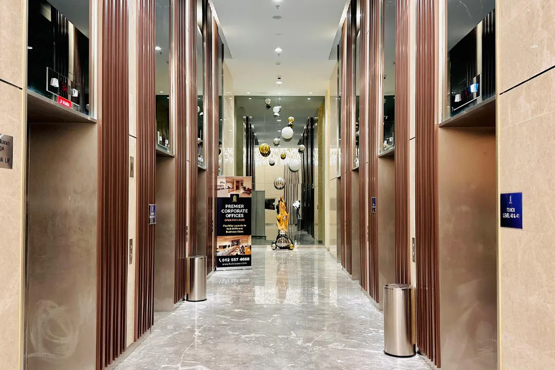 Lift lobby at Platinum Premium Suites @ HCK Tower by HCK Capital Group, Empire City, Damansara Perdana, Petaling Jaya, Selangor
