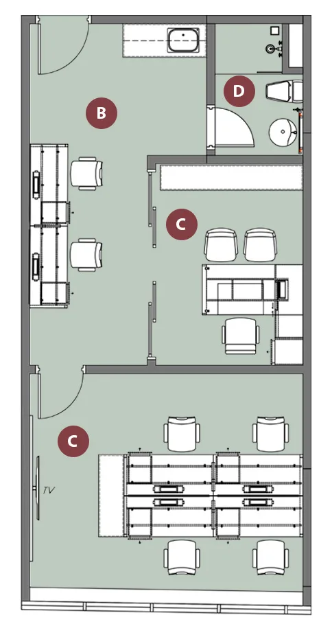Type A floor plan, about 560 sq ft at Platinum Premium Suites @ HCK Tower by HCK Capital Group, Empire City, Damansara Perdana, Petaling Jaya, Selangor