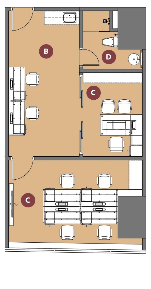 Type B floor plan, about 600 sq ft at Platinum Premium Suites @ HCK Tower by HCK Capital Group, Empire City, Damansara Perdana, Petaling Jaya, Selangor