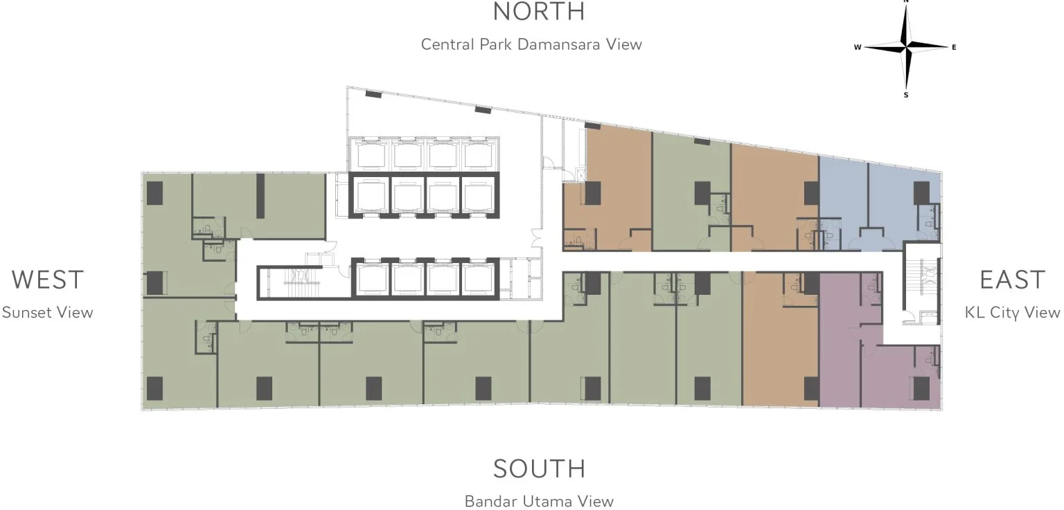 Typical floor key plan at Platinum Premium Suites @ HCK Tower by HCK Capital Group, Empire City, Damansara Perdana, Petaling Jaya, Selangor
