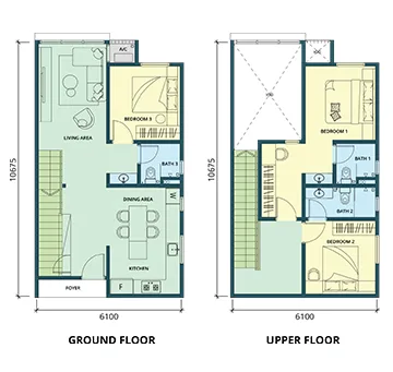 Ponderosa Regency Type D floor plan — 1,211 sq ft three-bedroom duplex serviced apartment, Taman Ponderosa, Johor Bahru