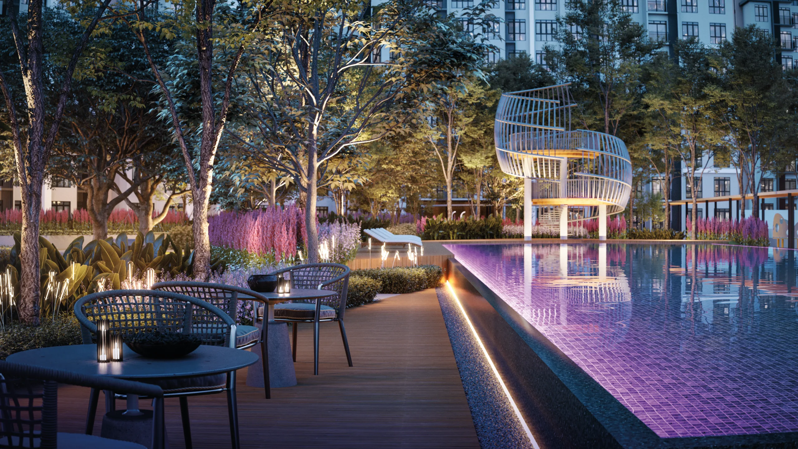 Landscaped facilities deck at Quartz @ Queensville, official artist's impression, Cheras