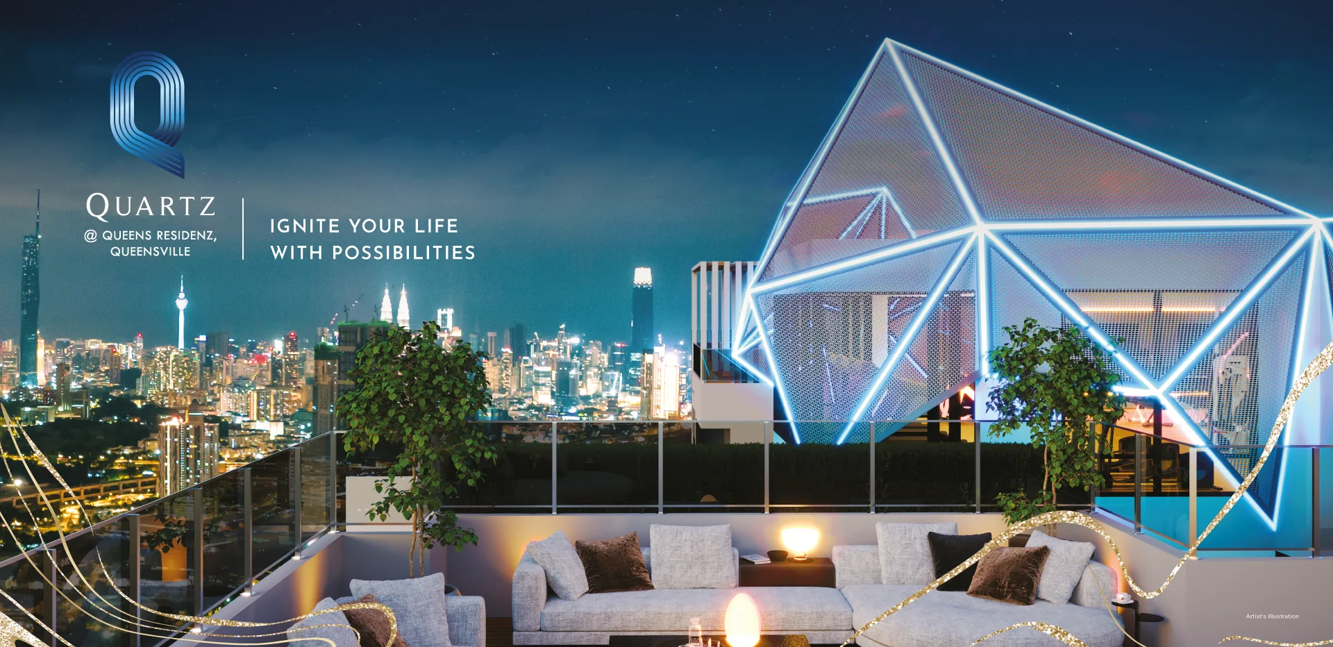 Landscaped facilities deck at Quartz @ Queensville, artist's impression, Cheras, Kuala Lumpur