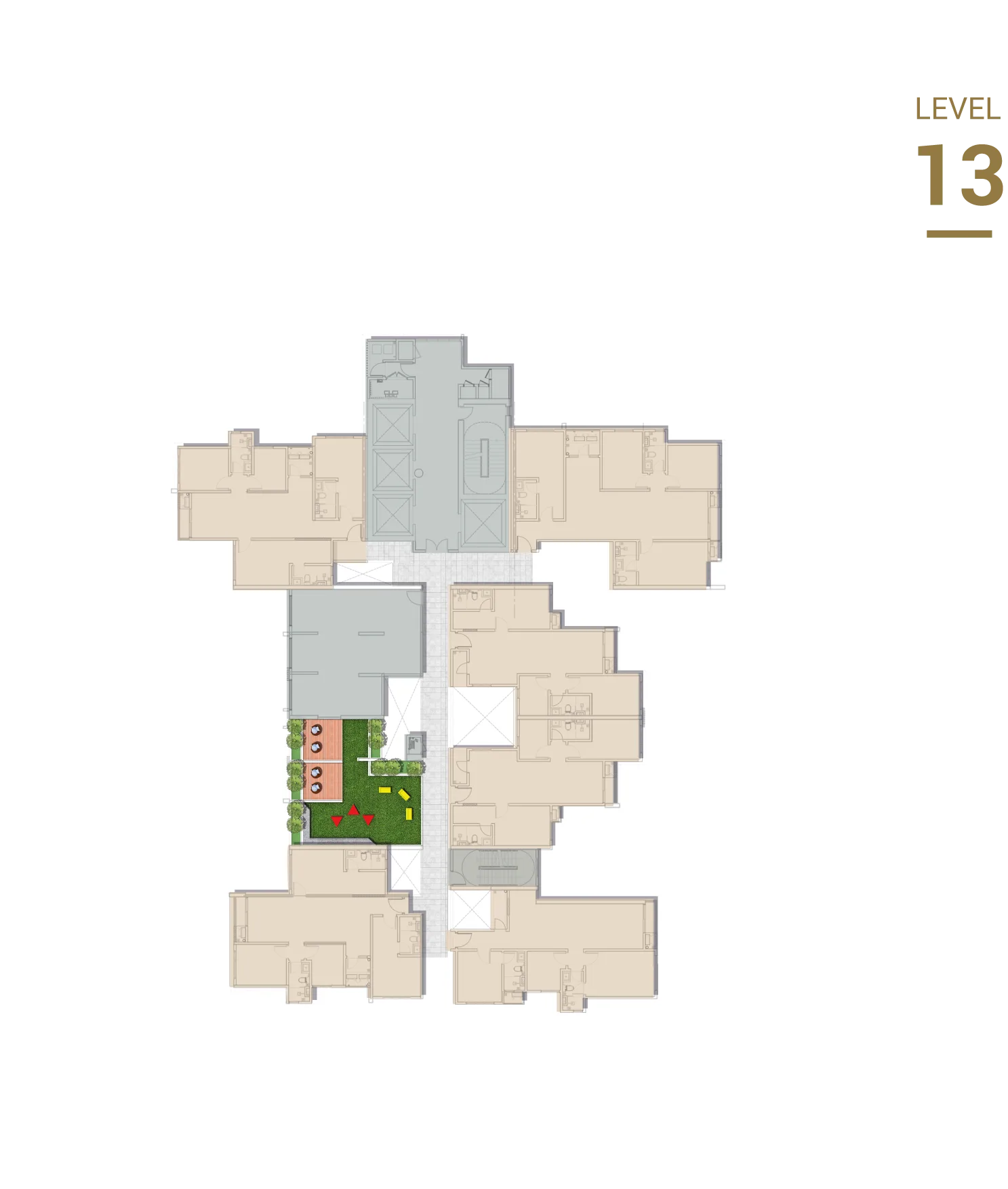 Quartz @ Queensville Level 13 plan showing the co-working space, chilling pods and kids' fun pod, Cheras