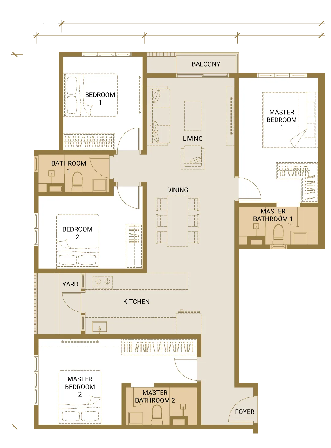 Quartz @ Queensville Type F floor plan — 1,212 sq ft dual-key, 4 bedrooms and 3 bathrooms, the largest layout, Cheras