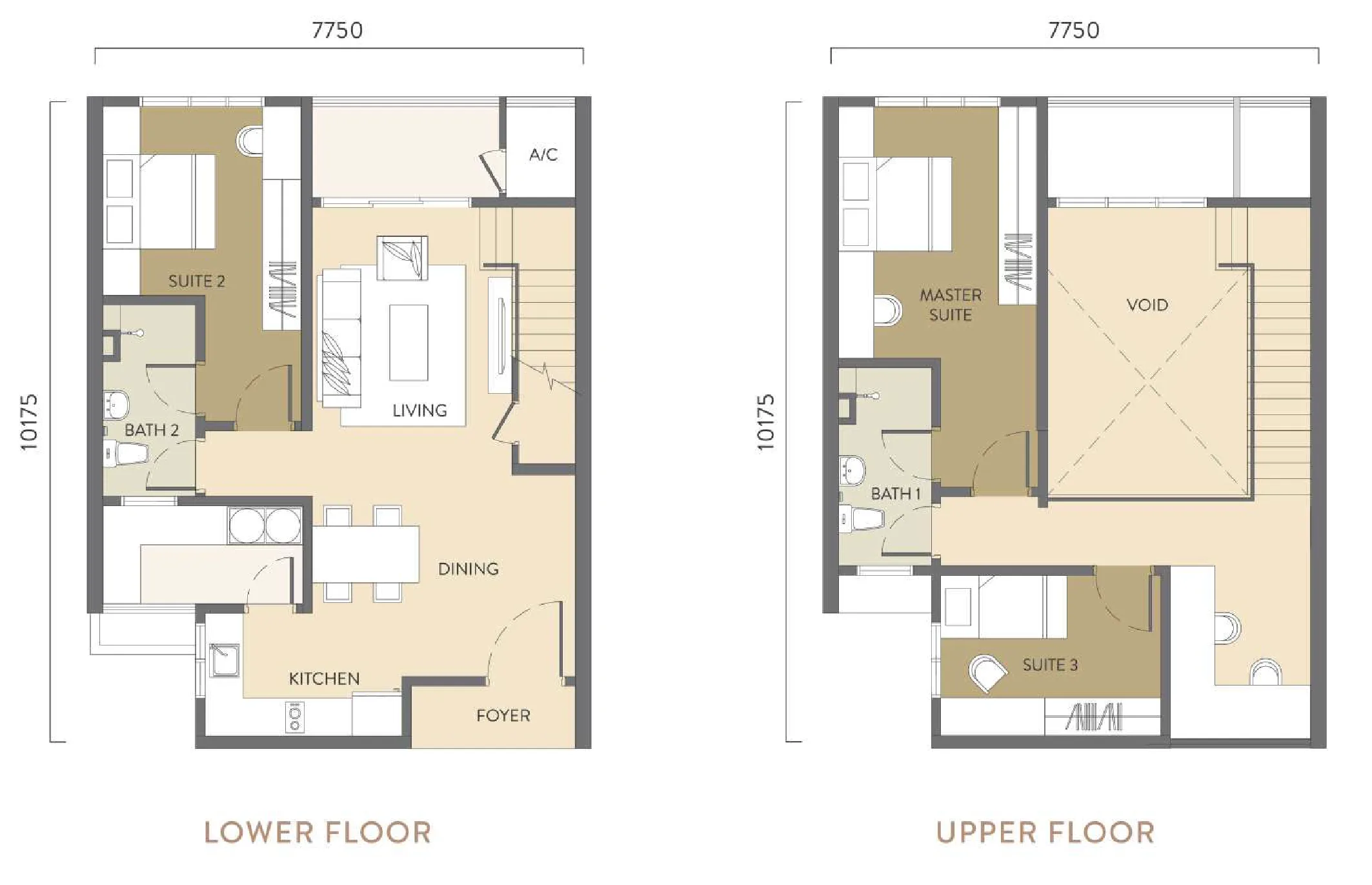 雪兰莪沙登 Quaver Residence(Simfoni Residensi)复式 A 型户型图,1,367 平方尺