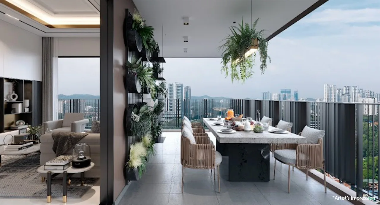 雪兰莪沙登 Quaver Residence(Simfoni Residensi)最长可达九十尺的 L 形阳台