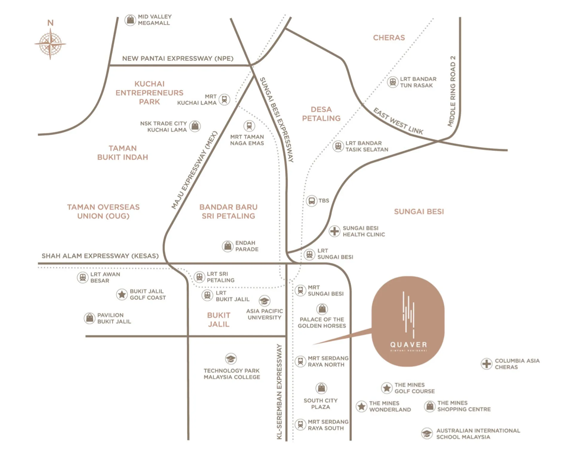 雪兰莪沙登 Quaver Residence(Simfoni Residensi)发展商公布的地理位置图