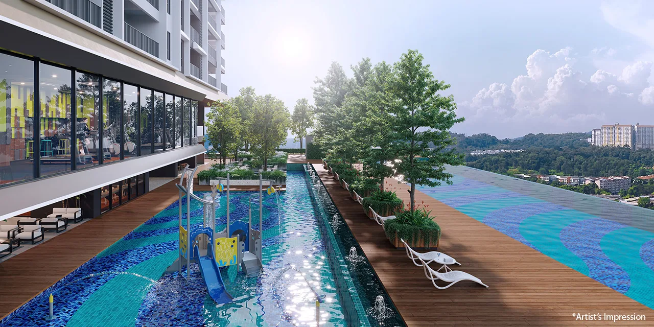 雪兰莪沙登 Quaver Residence(Simfoni Residensi)设施平台泳池与浅水池