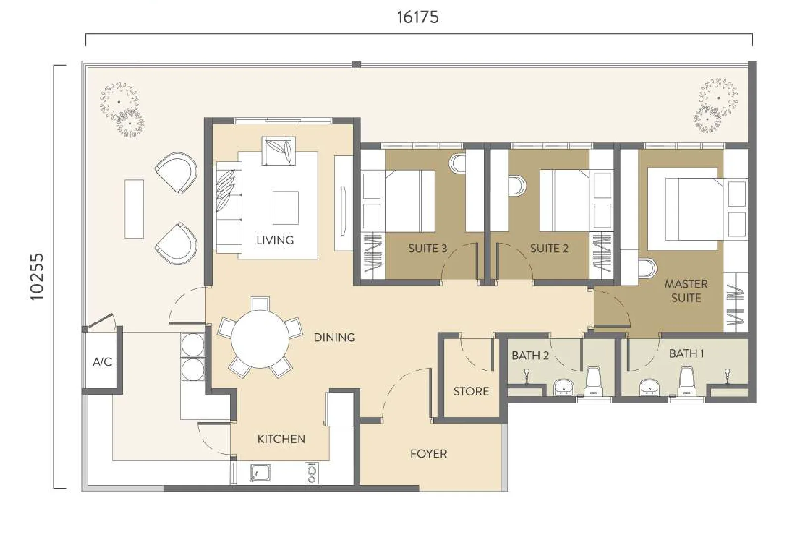 雪兰莪沙登 Quaver Residence(Simfoni Residensi)C 型户型图,1,647 平方尺 3+1 房