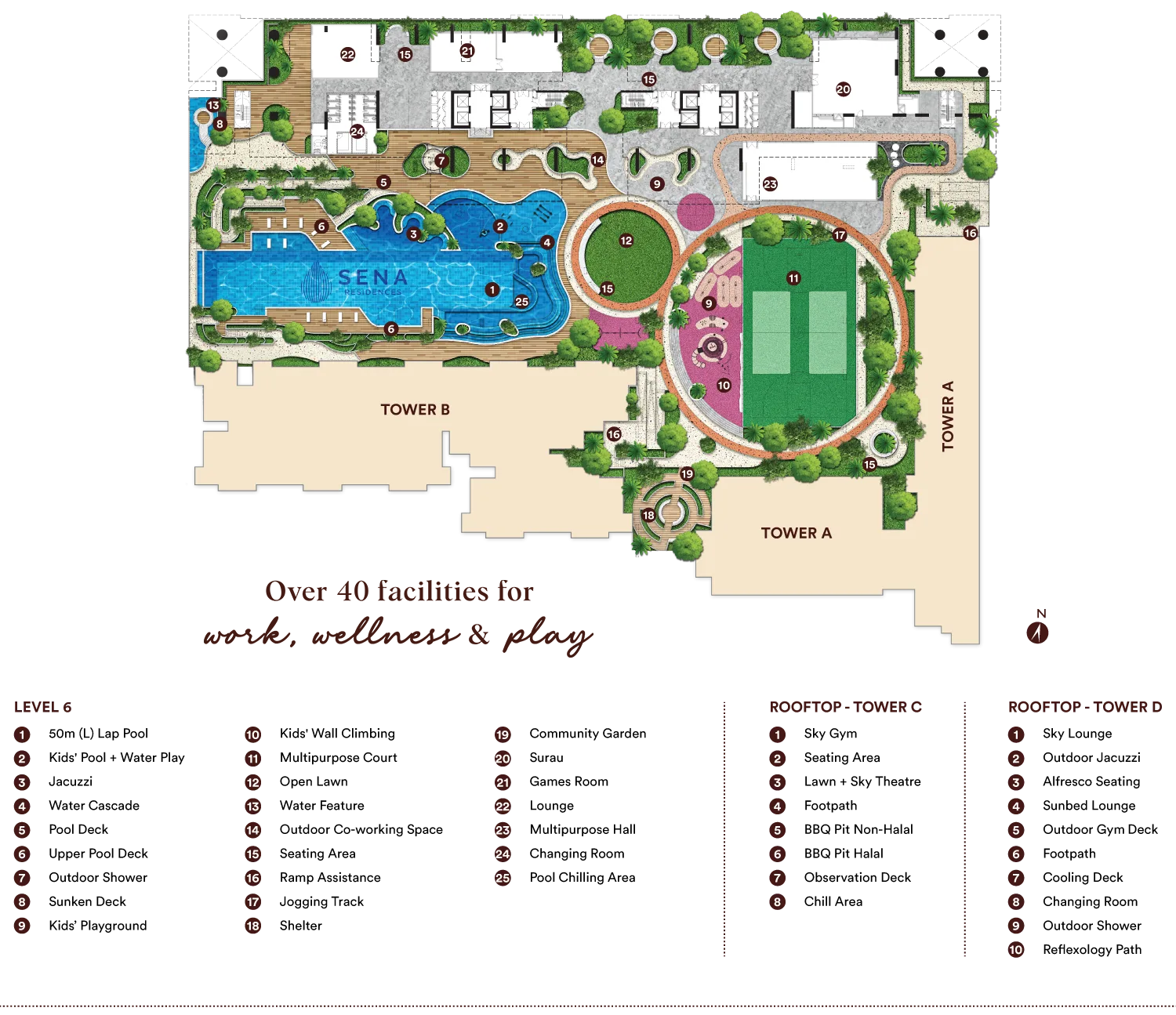Facilities plan drawing at Sena Residences @ Shah Alam by Setia Awan Group, Seksyen 14, Shah Alam, Selangor