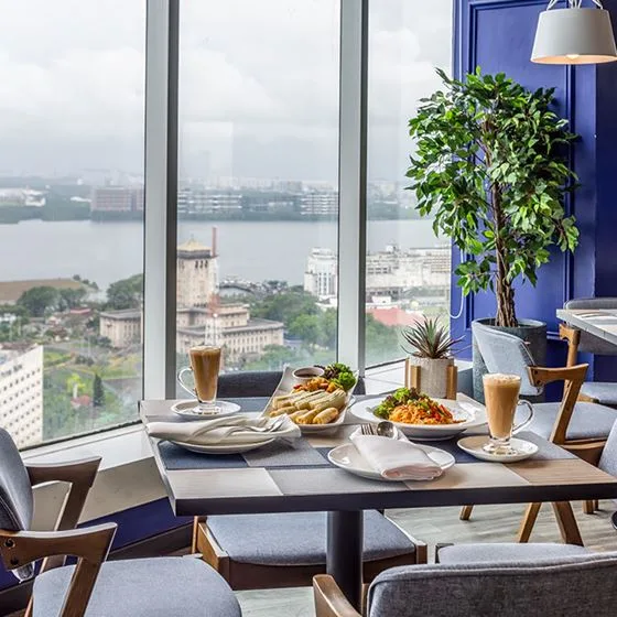 Suasana Suites Cafe on Level 33A at Shama Suasana Johor Bahru, overlooking the Johor Bahru skyline