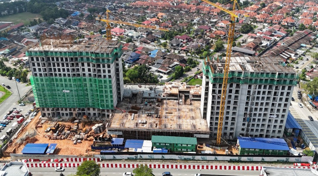 Sky Curve @ Taman Perling site progress photograph — below-ground and foundation works as at 30 June 2026, Johor Bahru