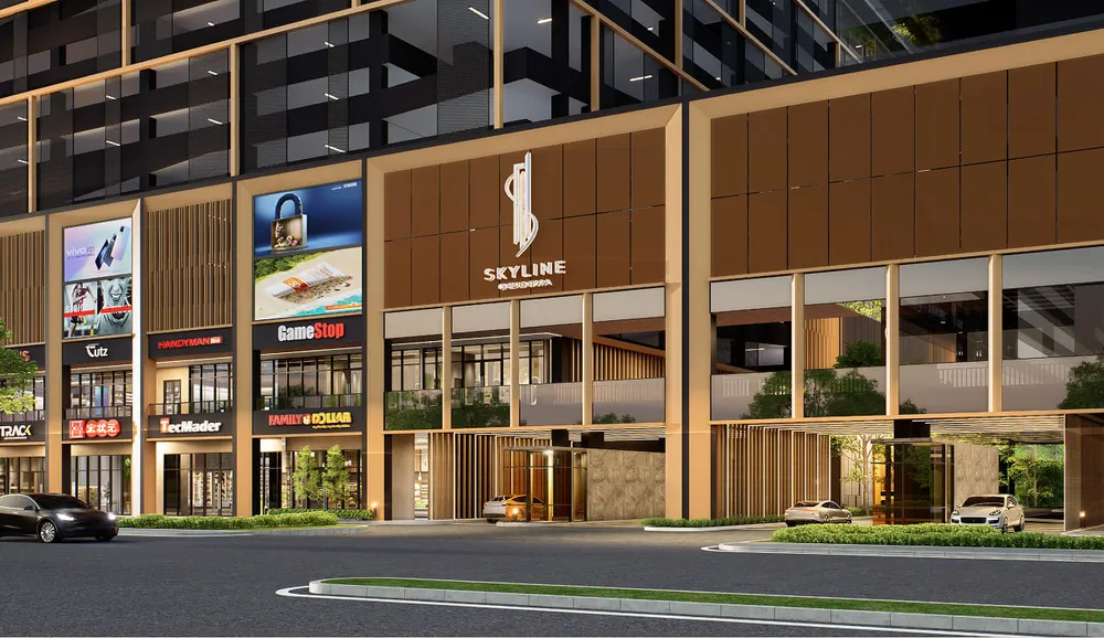 Entrance statement and arrival court at Skyline One Sentosa, Jalan Sutera, Taman Sentosa, Johor Bahru