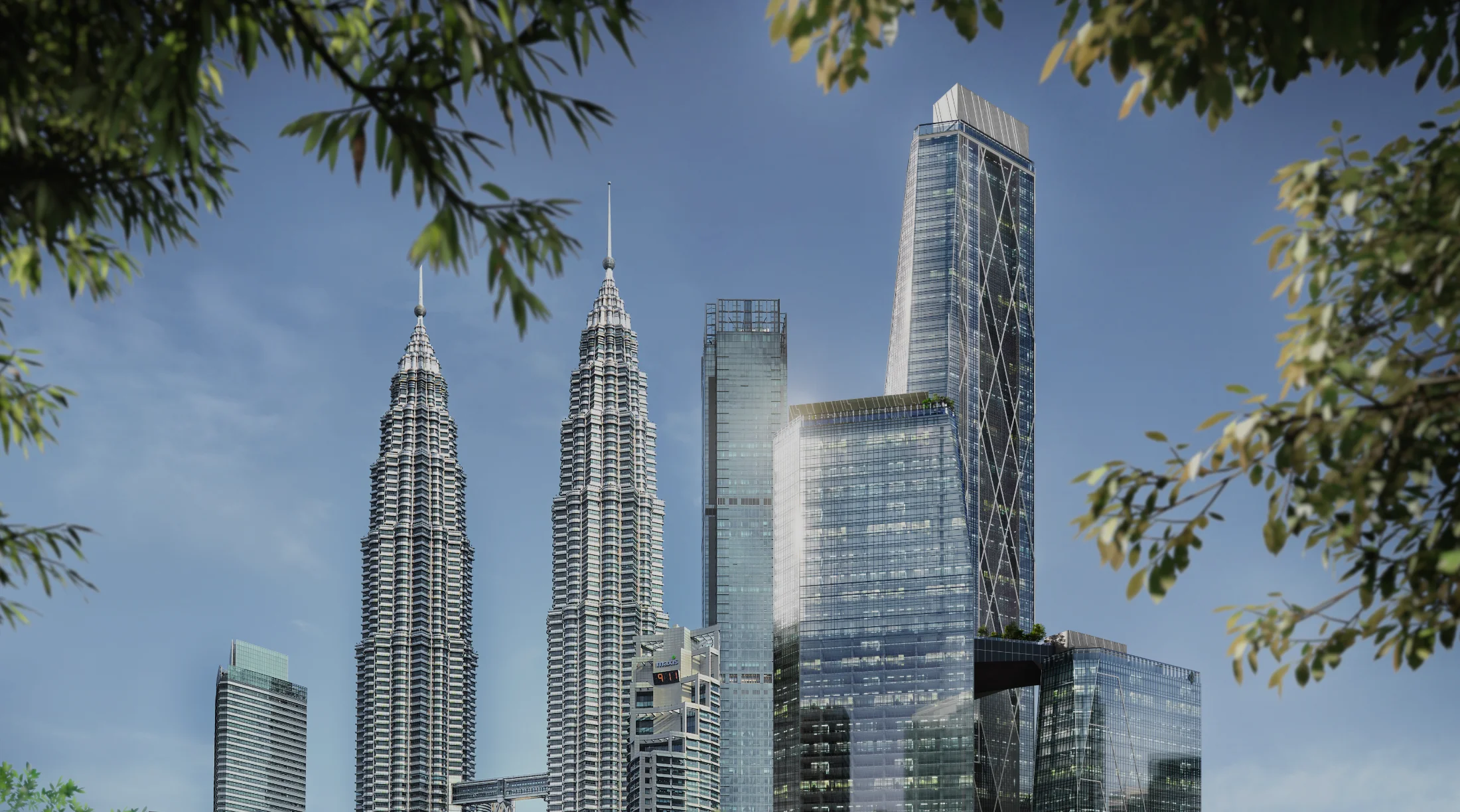 Facade of the Oxley Towers Kuala Lumpur City Centre development containing SO/ Kuala Lumpur Residences, Jalan Ampang, Kuala Lumpur