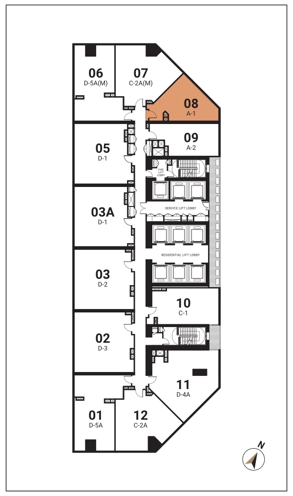 SO/ Kuala Lumpur Residences Type A-1 floor plan — 578 sq ft studio at Oxley Towers KLCC, Kuala Lumpur