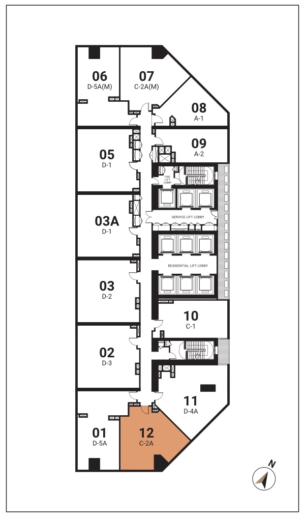 SO/ Kuala Lumpur Residences Type C-2A floor plan — 815 sq ft one-plus-one bedroom layout at Oxley Towers KLCC, Kuala Lumpur