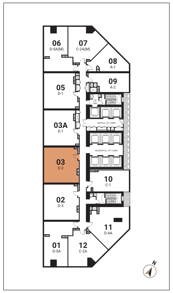 SO/ Kuala Lumpur Residences Type D-2 floor plan — 956 sq ft two-bedroom layout at Oxley Towers KLCC, Kuala Lumpur