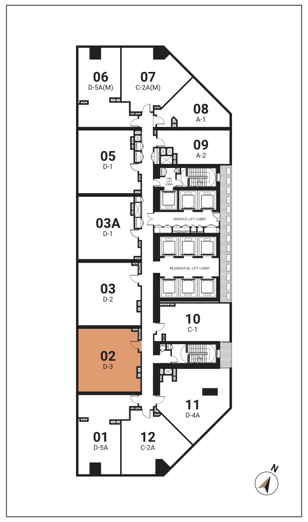 SO/ Kuala Lumpur Residences Type D-3 floor plan — 956 sq ft dual key layout at Oxley Towers KLCC, Kuala Lumpur