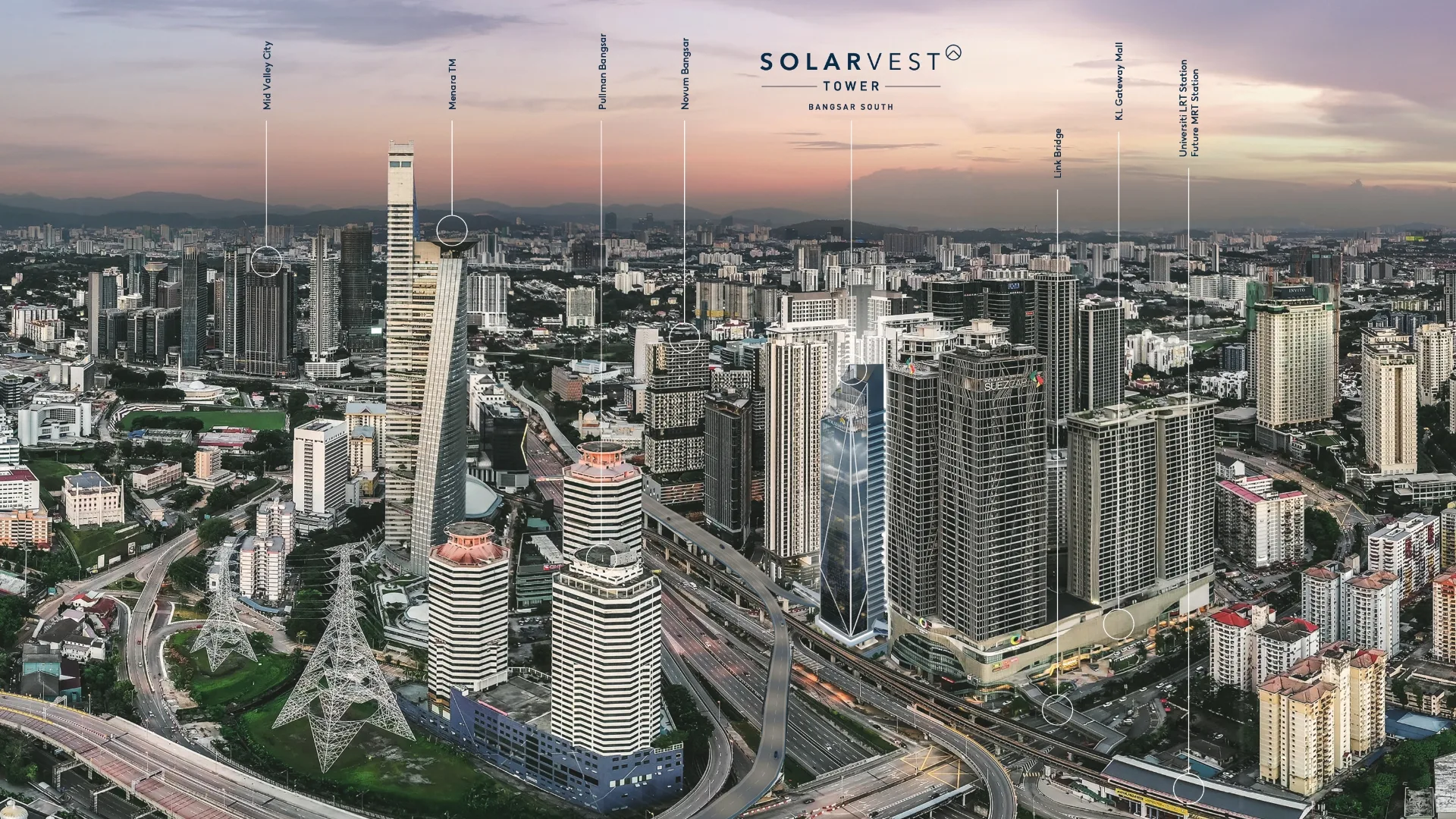 Solarvest Suites set against the Bangsar South business enclave skyline, Kuala Lumpur