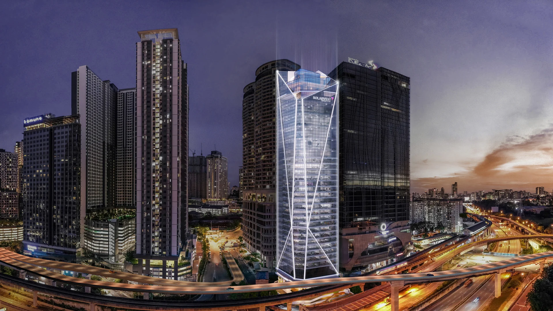 Solarvest Suites Bangsar South perspective 3 — shared lobby and lift core of the Chin Hin office development, Kuala Lumpur