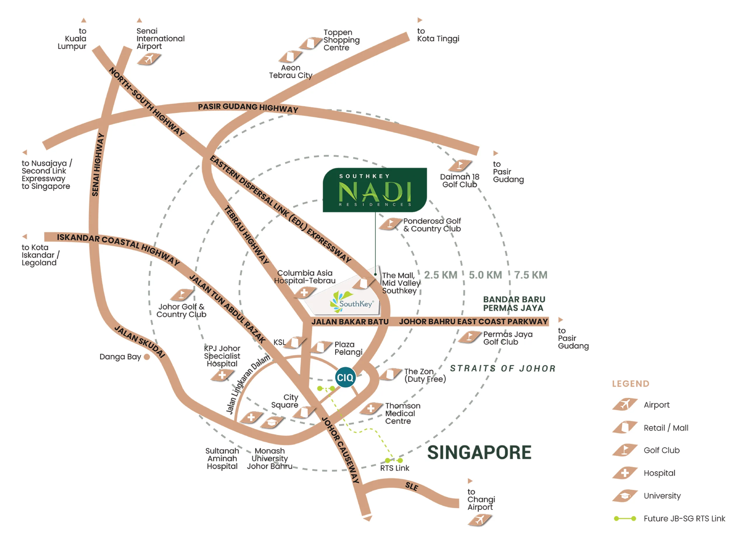 Developer location map for Southkey NADI Residences opposite The Mall, Mid Valley Southkey, Johor Bahru