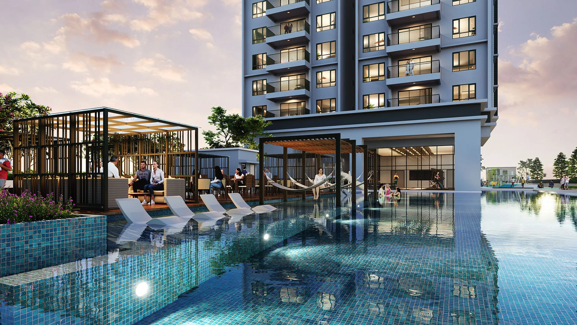 Tangen Residences 7 楼设施层 50 米无边泳池，吉隆坡 North Kiara