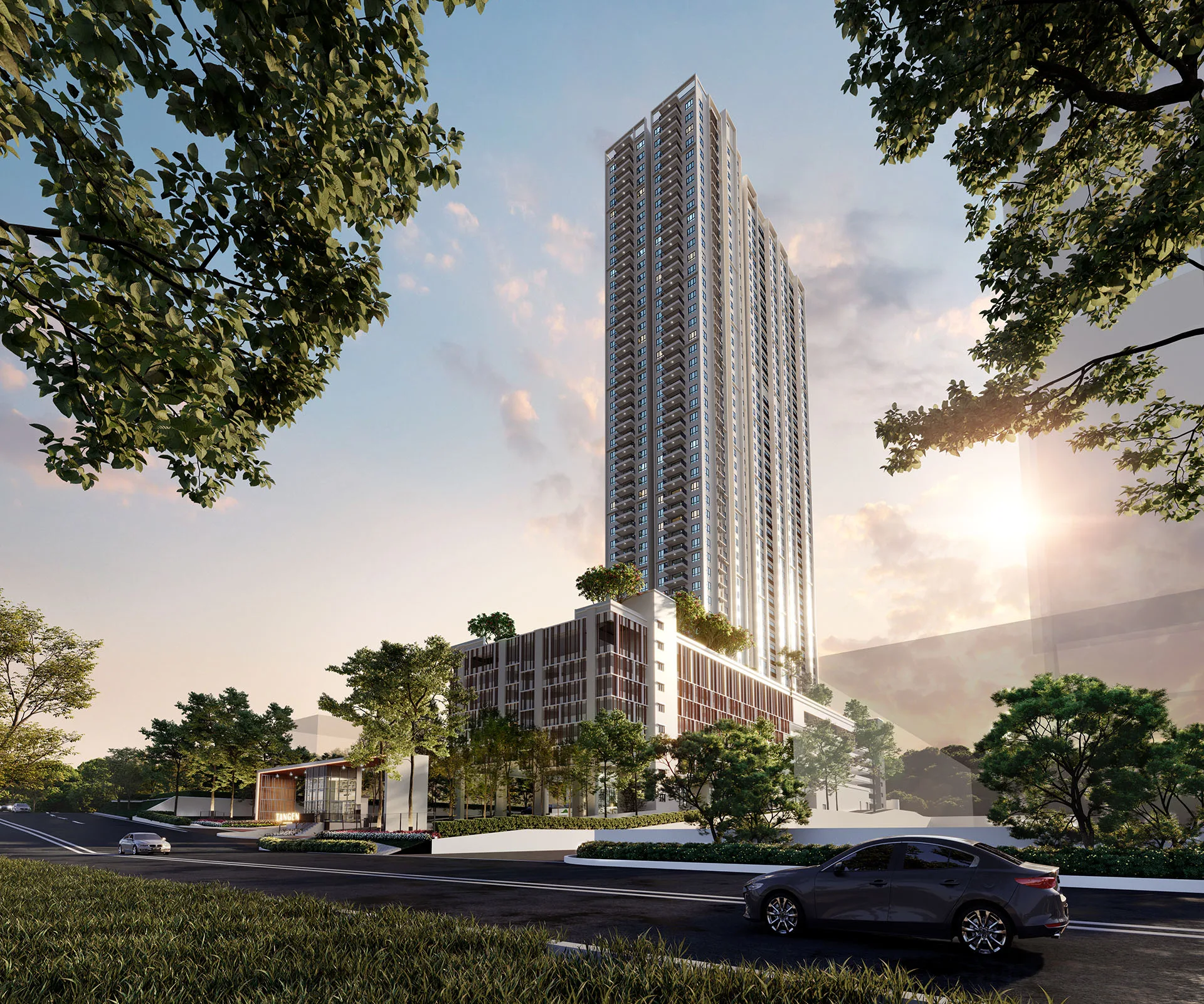 Tangen Residences 单塔外立面效果图，吉隆坡 North Kiara Taman Sri Sinar
