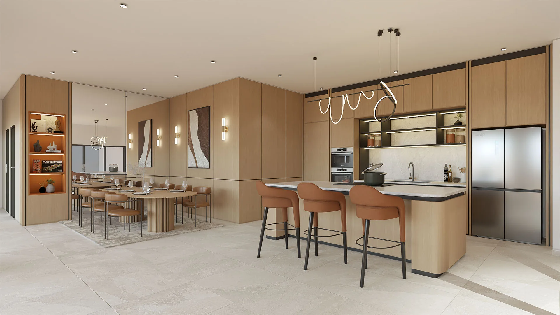 Tangen Residences 单位内厨房效果图，吉隆坡 North Kiara
