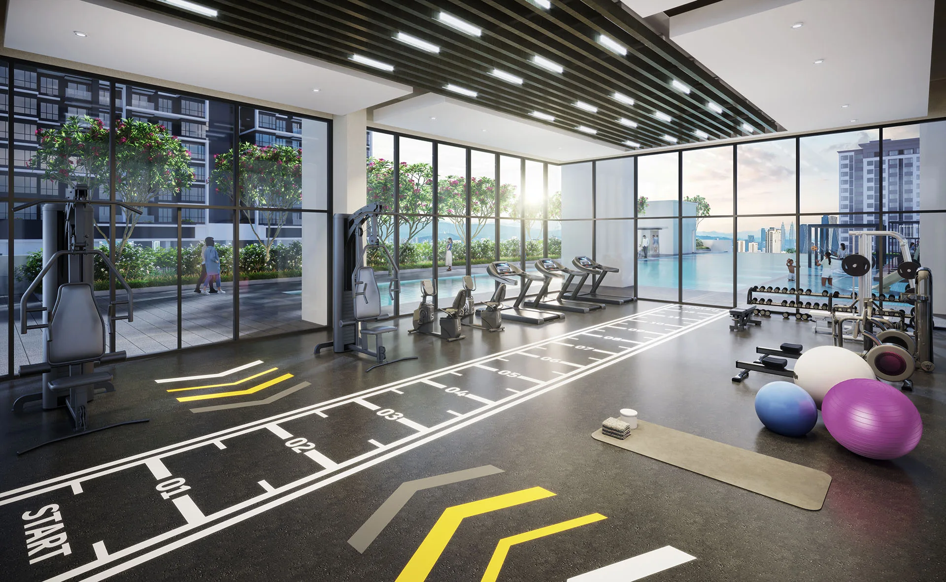 Tangen Residences 7 楼设施层健身房，吉隆坡 North Kiara