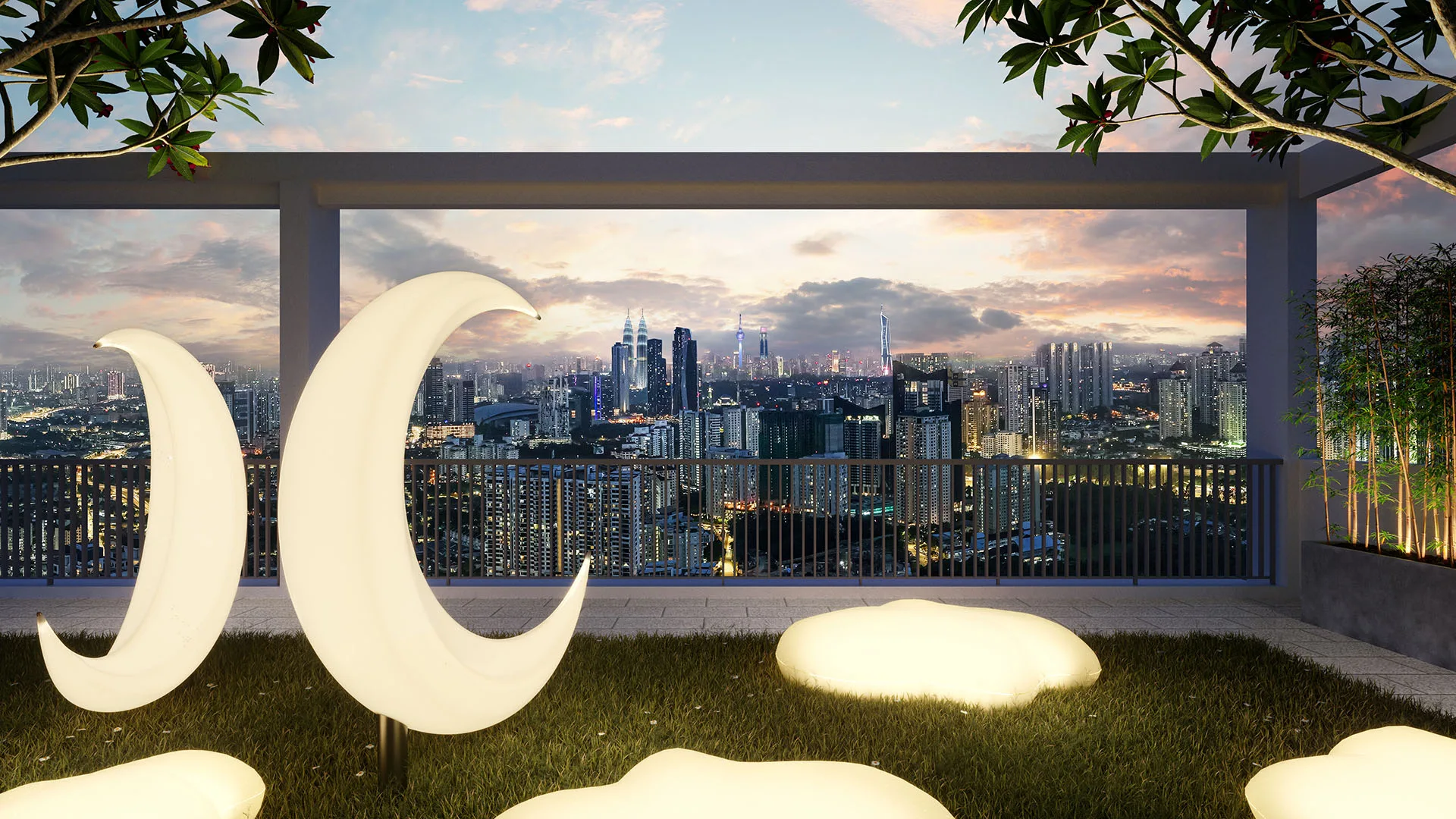 Tangen Residences 49 层 Luminous Moonlight Terrace，可望 KLCC 天际线