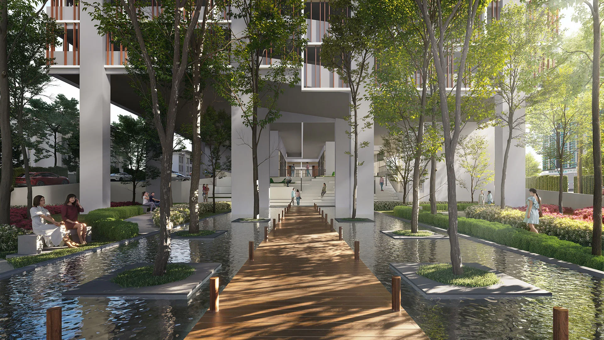 Tangen Residences 地面层 Serenity Garden 入口广场，吉隆坡 North Kiara