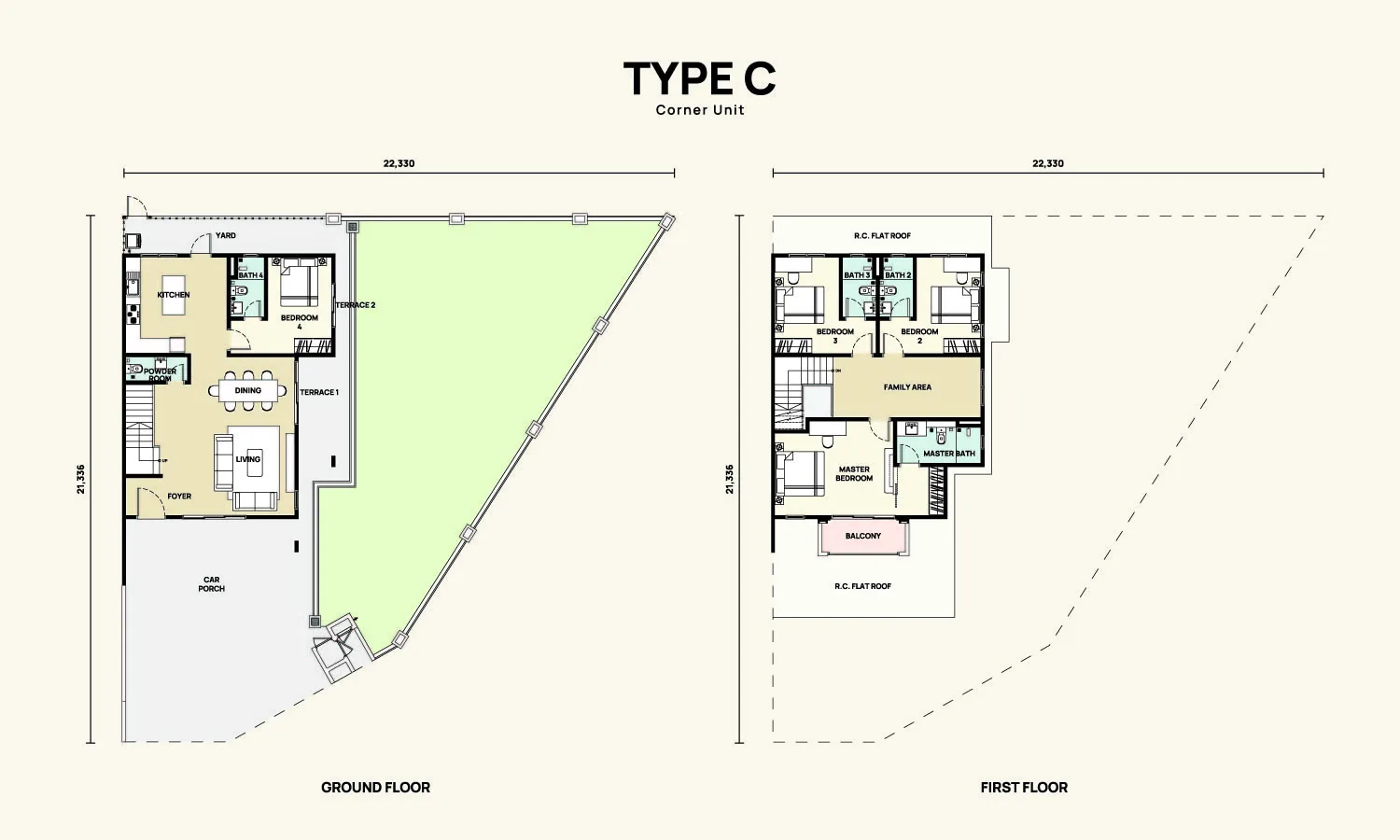 Belmont Type C floor plan at Templer Residence @ Anggun City, Rawang by Pura Development Sdn Bhd (Hong Bee Land), Gombak district, Selangor
