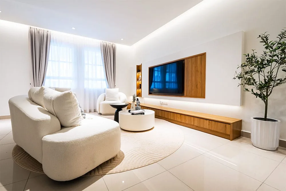 Show unit living room at Templer Residence @ Anggun City, Rawang by Pura Development Sdn Bhd (Hong Bee Land), Gombak district, Selangor