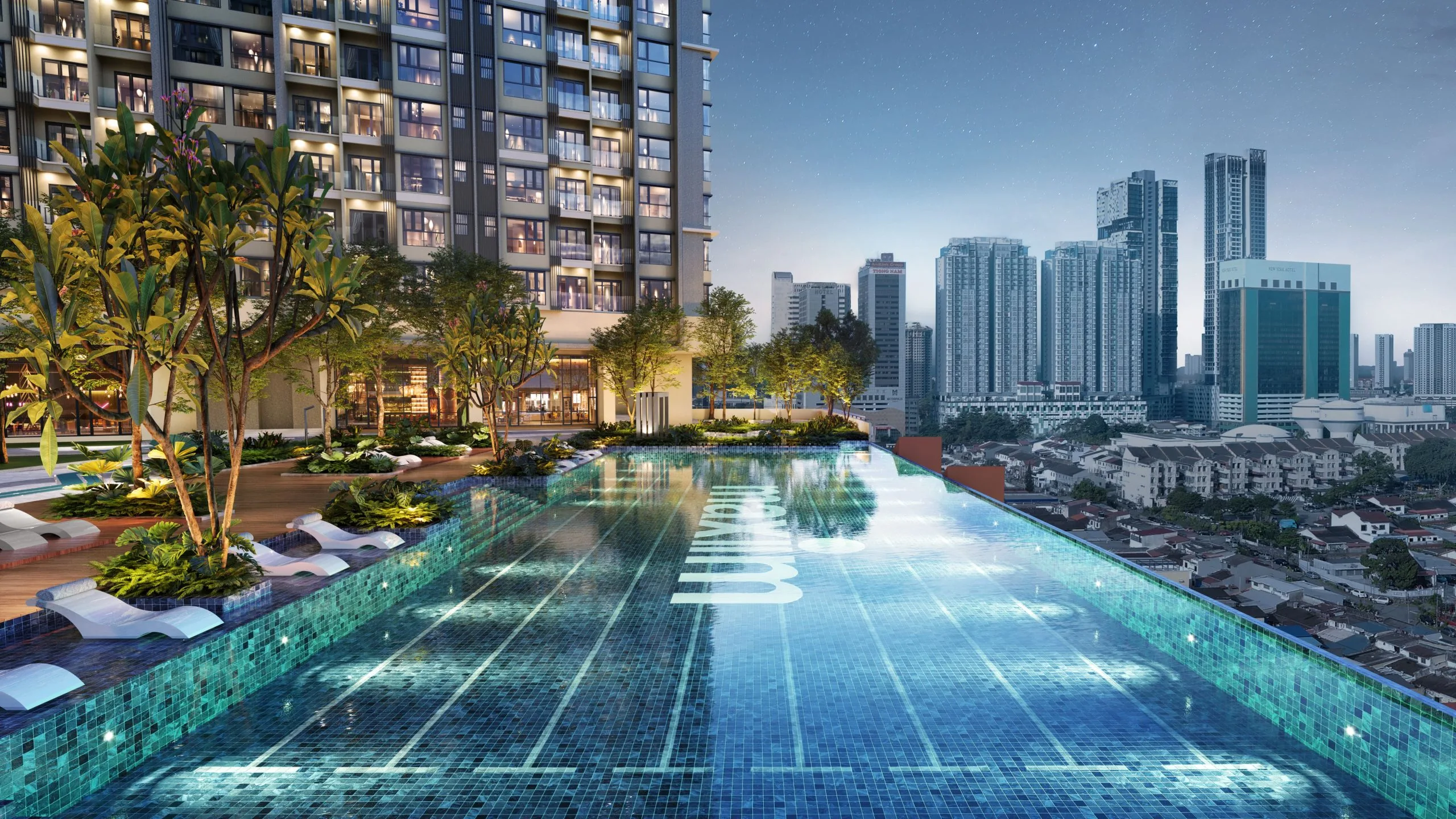 Infinity sky pool and sky lounge at The Address @ Maxim Pelangi, Taman Pelangi, Johor Bahru