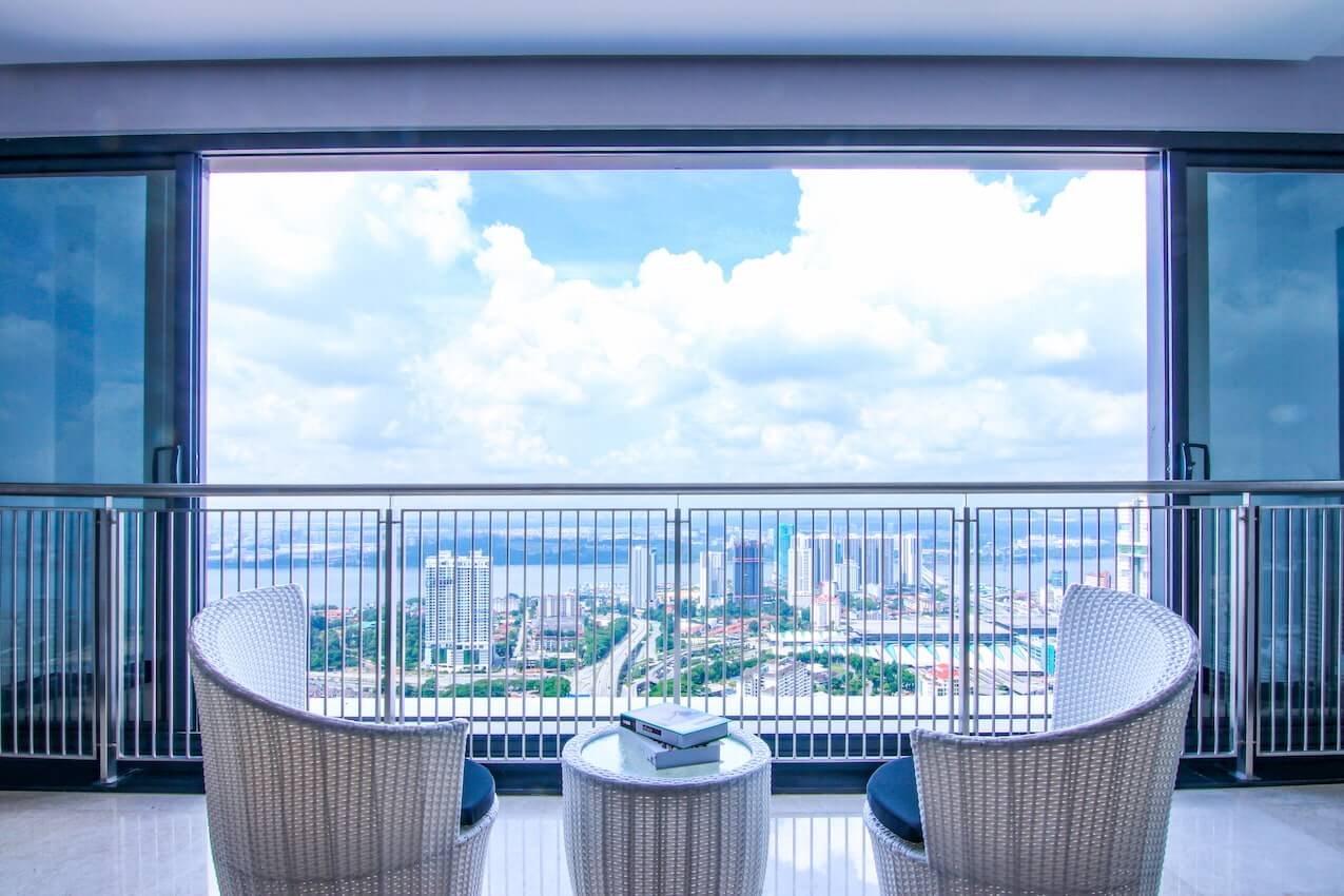 View from a Type B balcony over the Johor Strait towards Singapore, The Astaka @ One Bukit Senyum