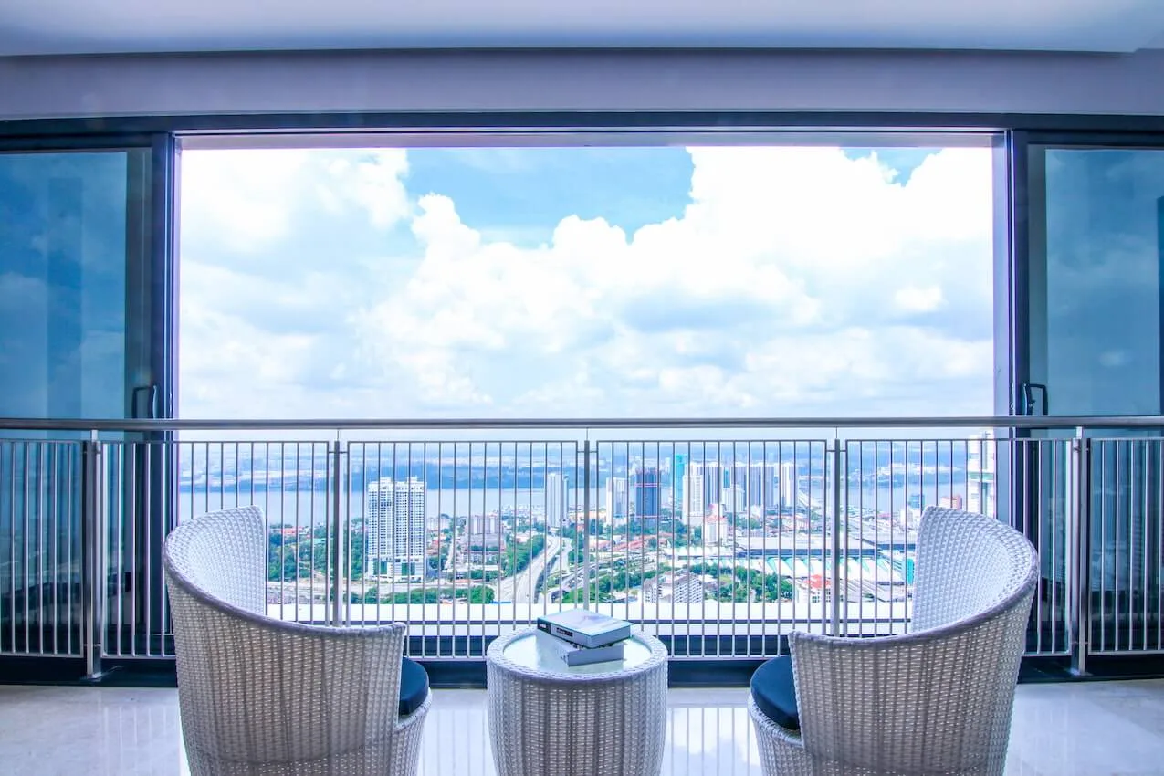 View from a Type B balcony over the Johor Strait towards Singapore, The Astaka @ One Bukit Senyum