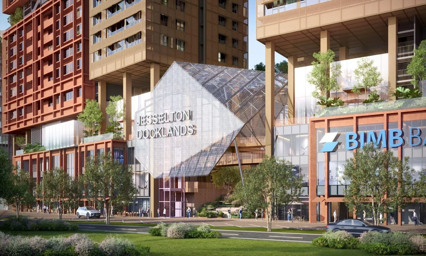 Open glass concept grand entrance artist impression at The Bedrock @ Jesselton Docklands by EXSIM with Bedi, Kota Kinabalu, Sabah