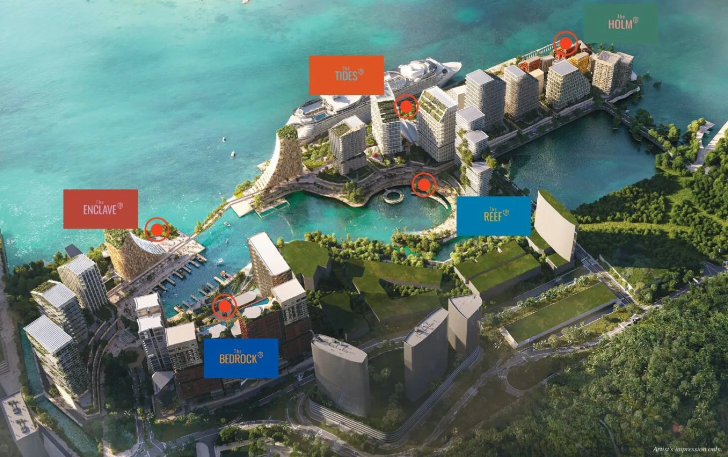 Jesselton Docklands 35-acre masterplan drawn by Snohetta at The Bedrock @ Jesselton Docklands by EXSIM with Bedi, Kota Kinabalu, Sabah
