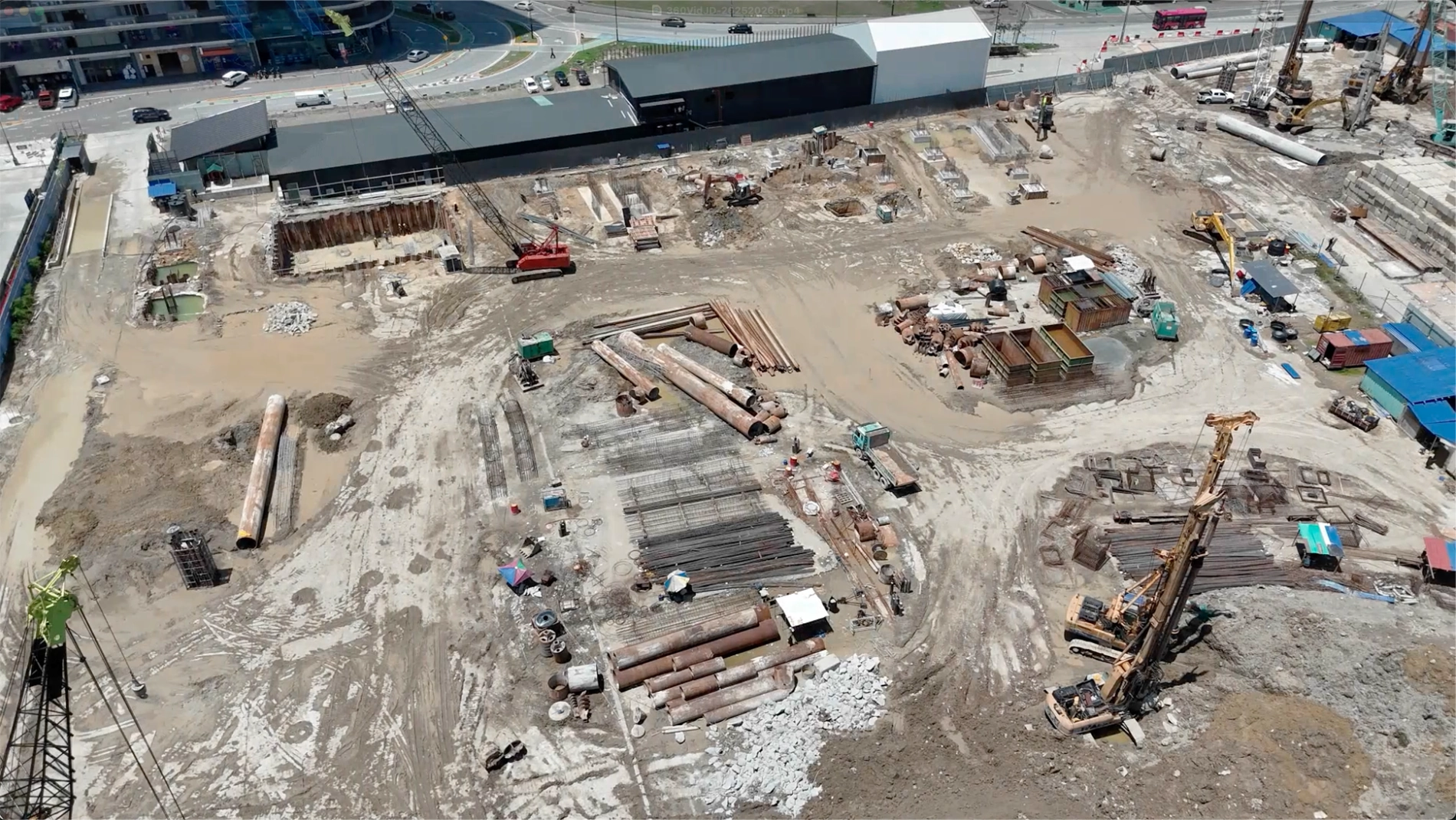 Construction site progress photograph, June 2026 at The Bedrock @ Jesselton Docklands by EXSIM with Bedi, Kota Kinabalu, Sabah