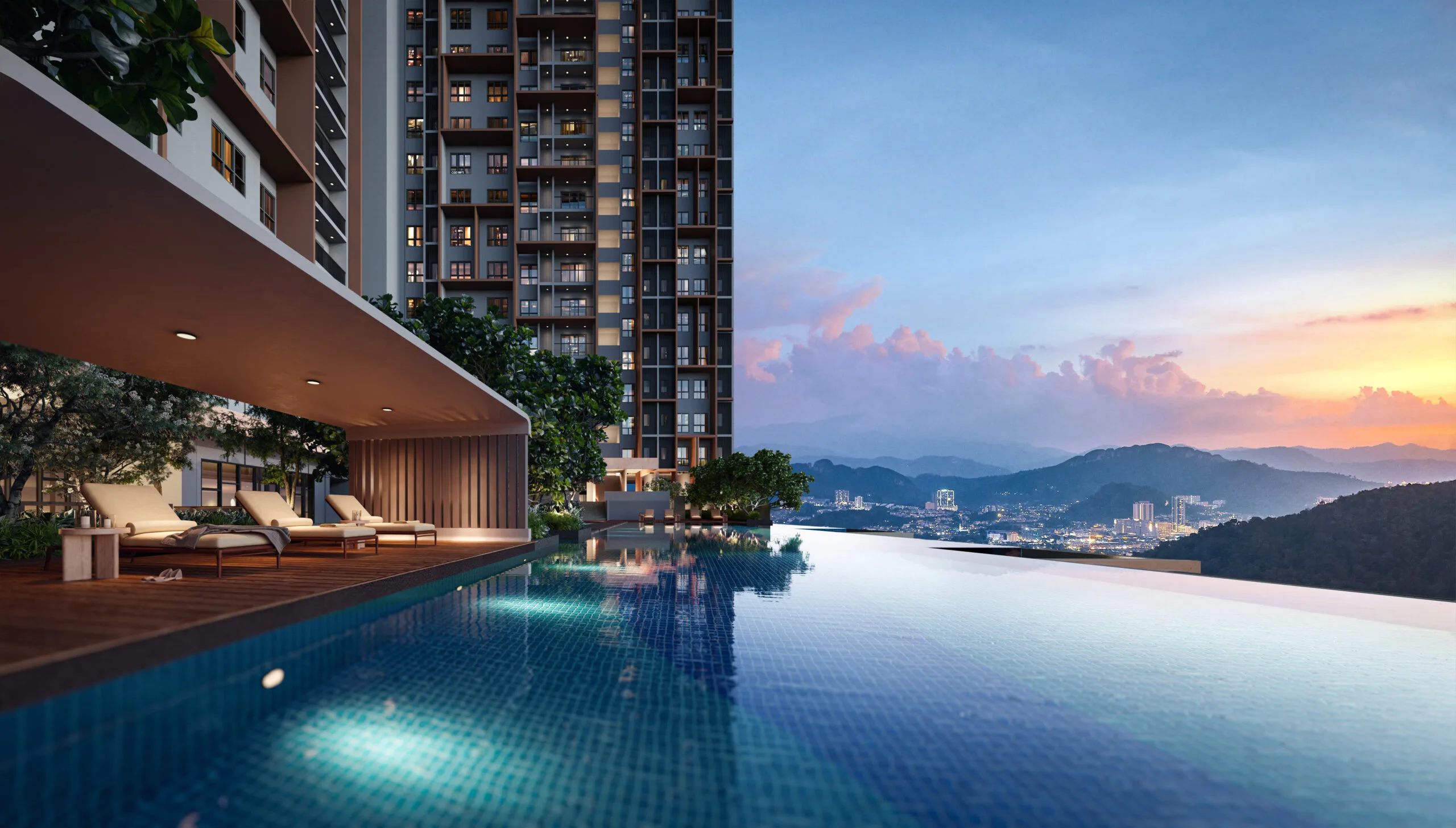 Starlight Pool on the facilities deck at The Celestz @ Kebun Teh, Johor Bahru