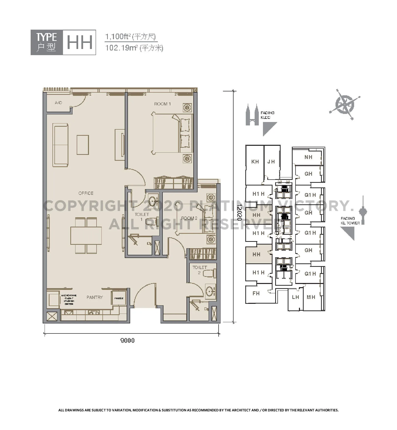Official unlabelled floor-plan sheet 3 for Victory Suites (The Face II), Jalan Sultan Ismail, Kuala Lumpur