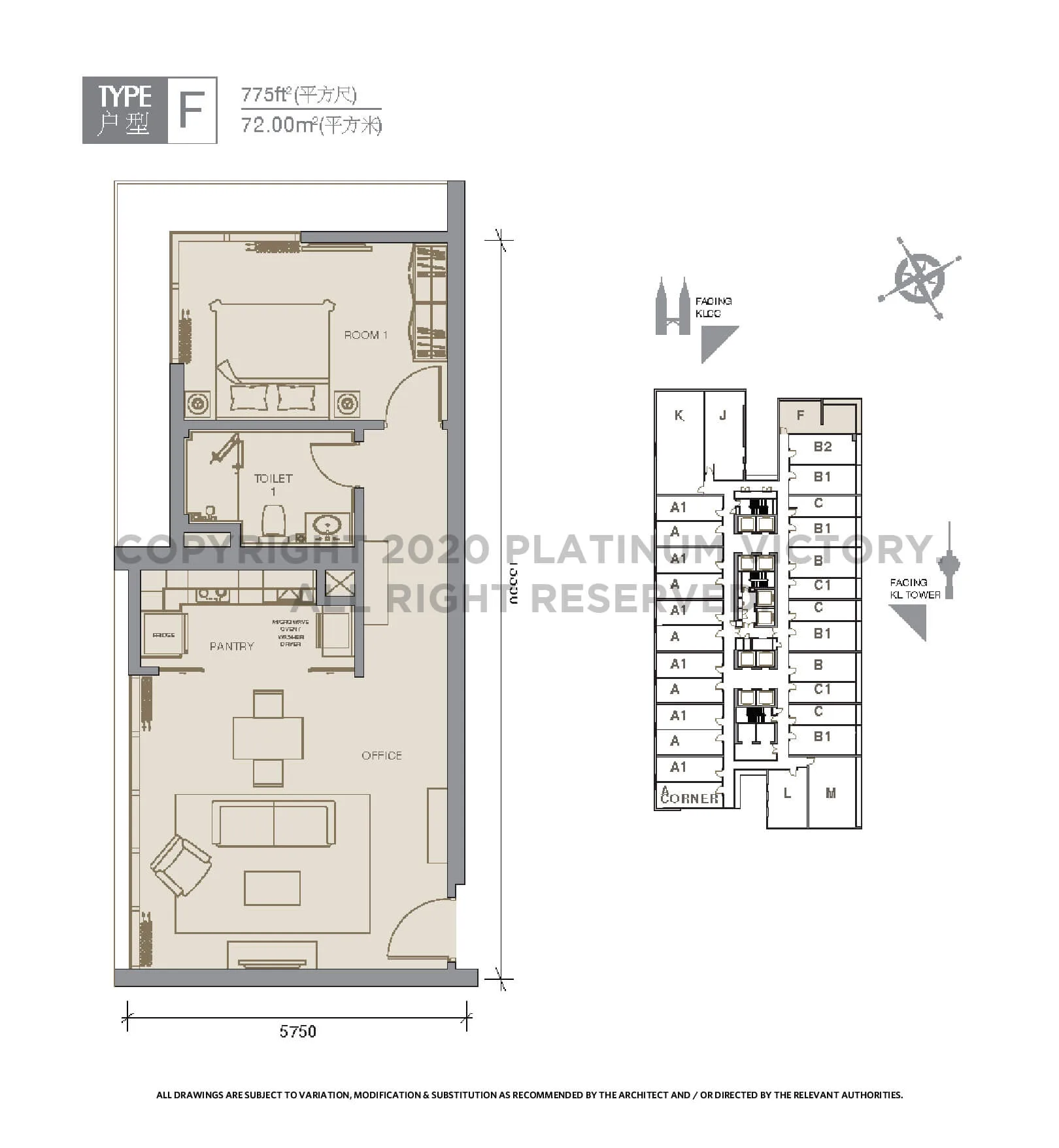Official unlabelled floor-plan sheet 7 for Victory Suites (The Face II), Jalan Sultan Ismail, Kuala Lumpur