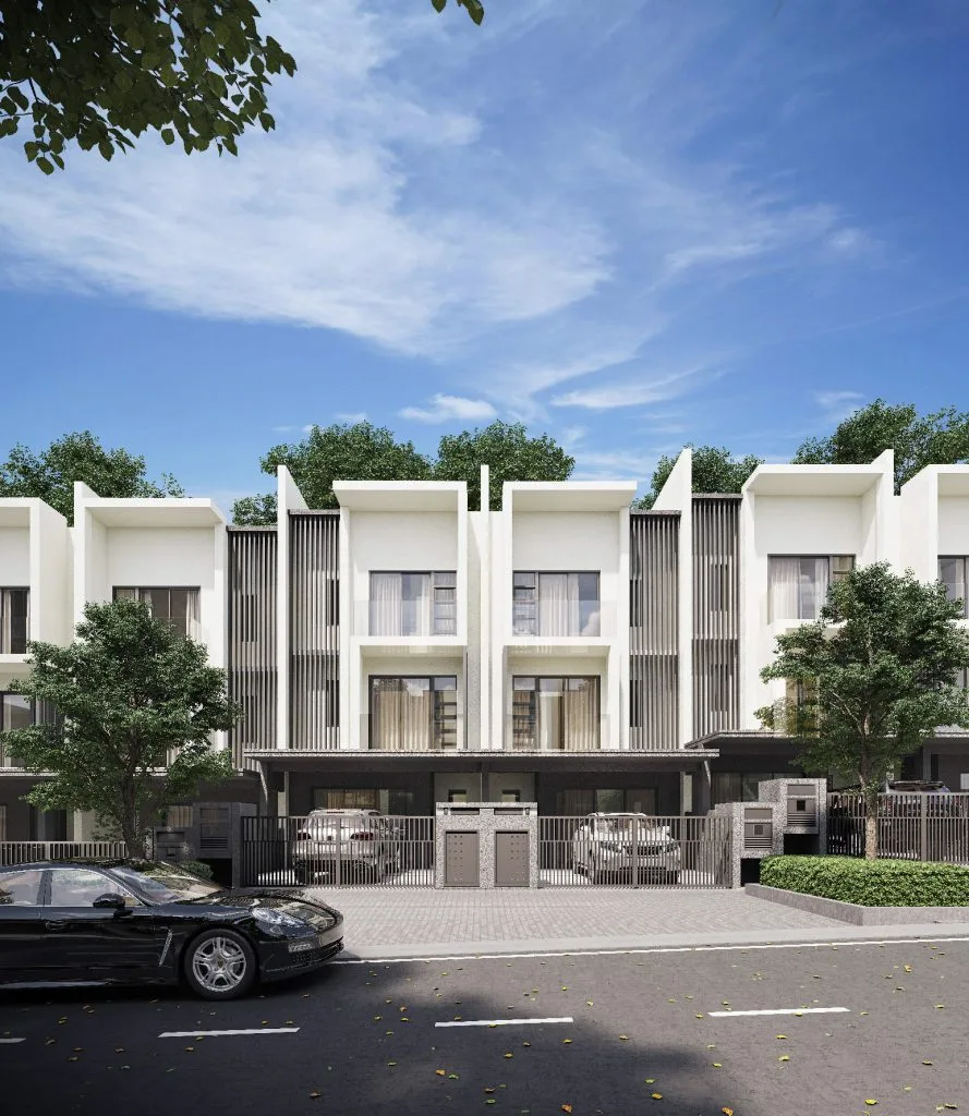 The Maxxon Villa three-storey terrace house facade, artist's impression, Bandar Damai Perdana, Cheras, Selangor
