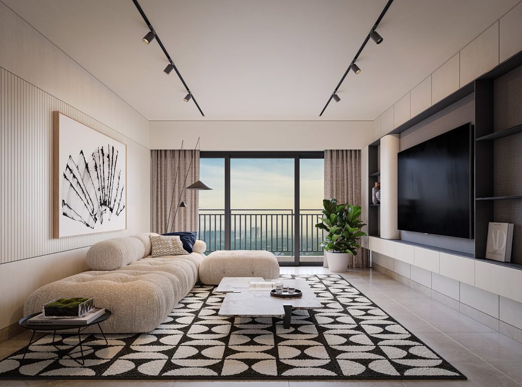 Type C four-bedroom dual-key living room at The Straits View DUO — 1,291 sq ft layout, Bandar Baru Permas Jaya, Johor Bahru