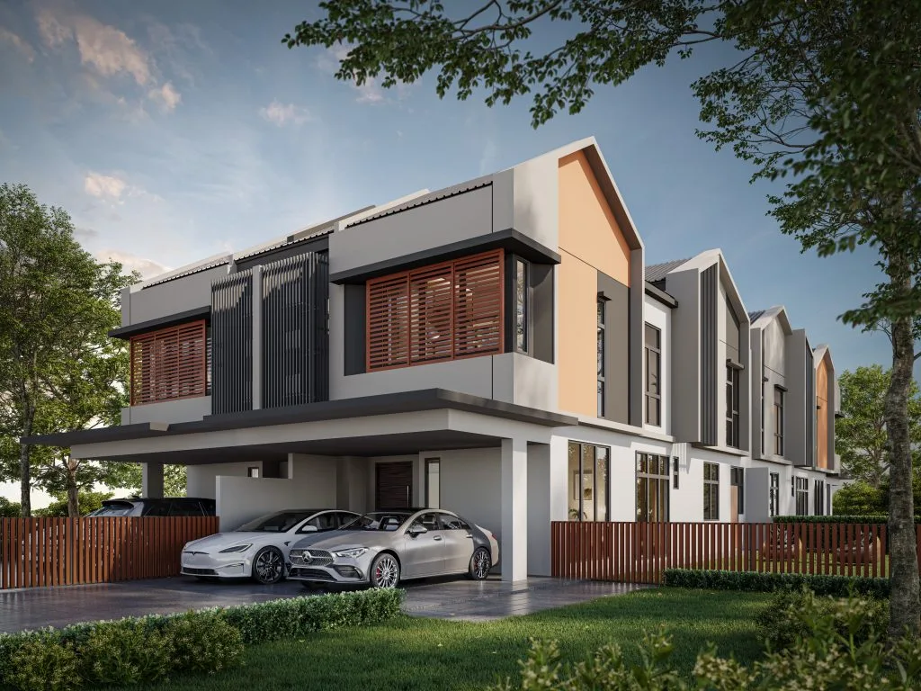 Avina two-storey cluster home facade at The Straits View Garden, 2,210 sq ft built-up, Bandar Baru Permas Jaya, Johor Bahru
