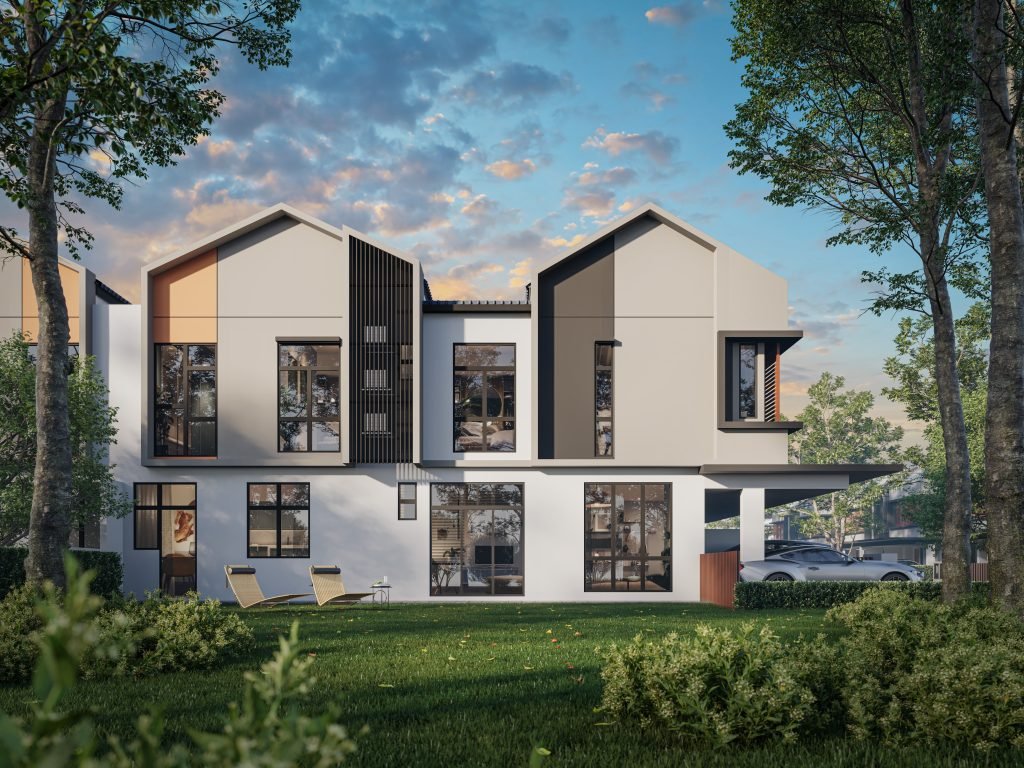 Side elevation of the Blumen cluster home at The Straits View Garden, Bandar Baru Permas Jaya, Johor Bahru